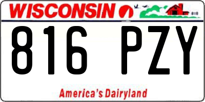 WI license plate 816PZY