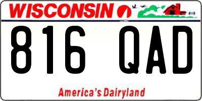 WI license plate 816QAD