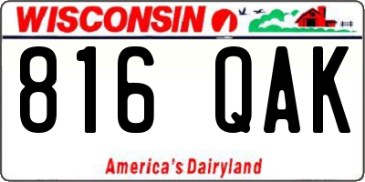 WI license plate 816QAK