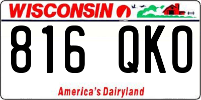 WI license plate 816QKO