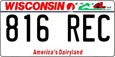 WI license plate 816REC