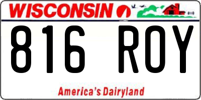WI license plate 816ROY
