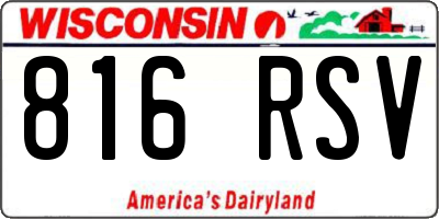 WI license plate 816RSV