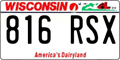 WI license plate 816RSX
