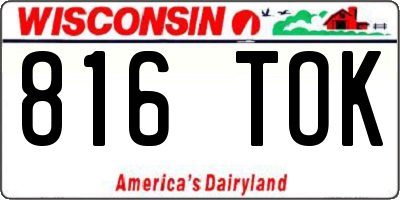 WI license plate 816TOK