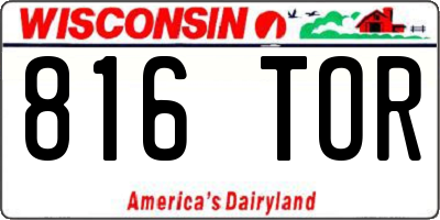 WI license plate 816TOR
