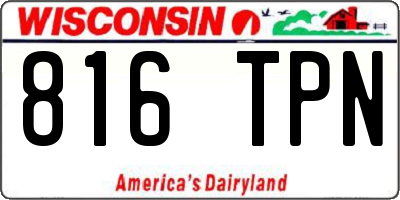 WI license plate 816TPN