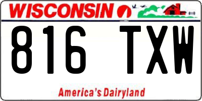 WI license plate 816TXW