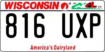 WI license plate 816UXP