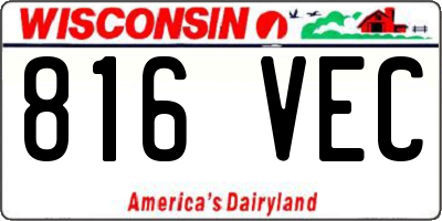 WI license plate 816VEC