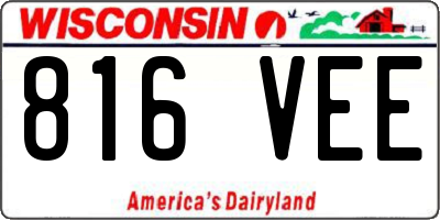 WI license plate 816VEE