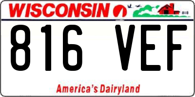 WI license plate 816VEF