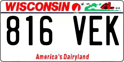 WI license plate 816VEK