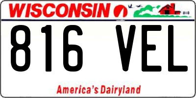 WI license plate 816VEL
