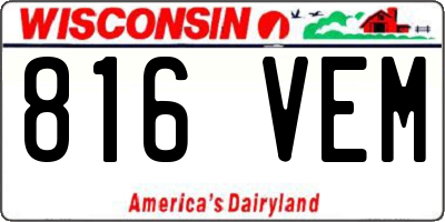 WI license plate 816VEM