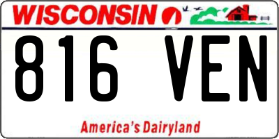 WI license plate 816VEN