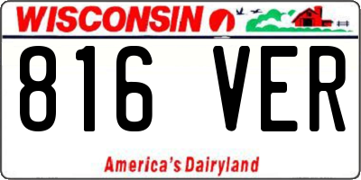 WI license plate 816VER
