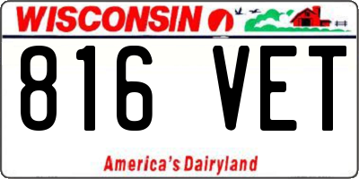 WI license plate 816VET