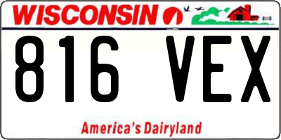 WI license plate 816VEX