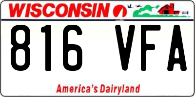 WI license plate 816VFA