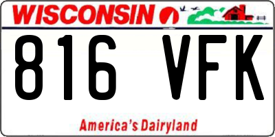 WI license plate 816VFK