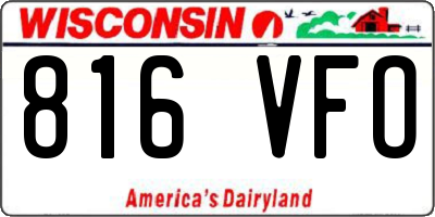 WI license plate 816VFO