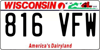 WI license plate 816VFW