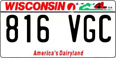 WI license plate 816VGC