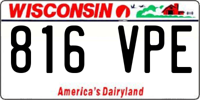 WI license plate 816VPE