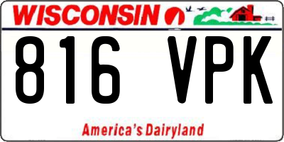 WI license plate 816VPK
