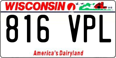 WI license plate 816VPL