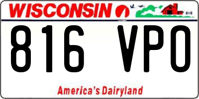WI license plate 816VPO
