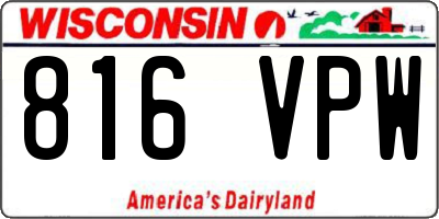 WI license plate 816VPW