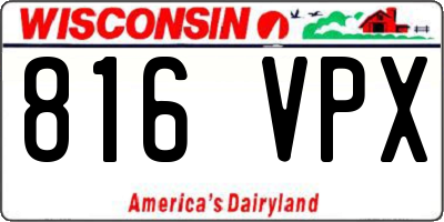 WI license plate 816VPX