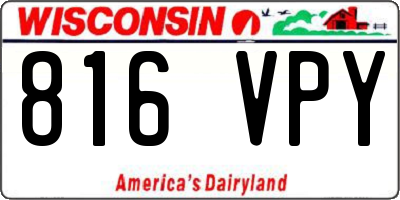 WI license plate 816VPY