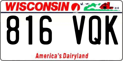 WI license plate 816VQK