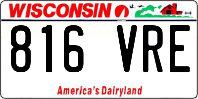 WI license plate 816VRE