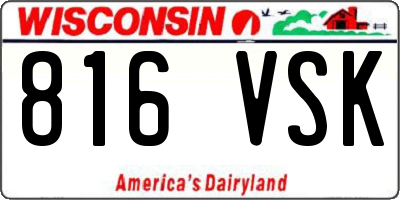 WI license plate 816VSK