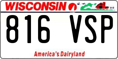 WI license plate 816VSP