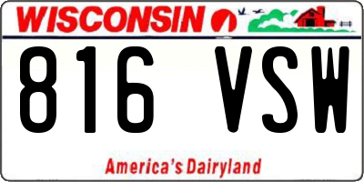 WI license plate 816VSW