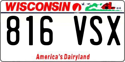 WI license plate 816VSX