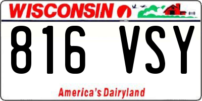WI license plate 816VSY