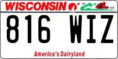 WI license plate 816WIZ