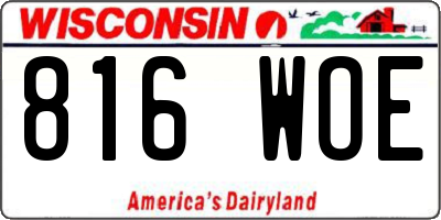 WI license plate 816WOE