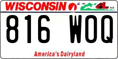 WI license plate 816WOQ