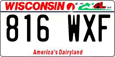 WI license plate 816WXF