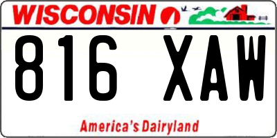 WI license plate 816XAW