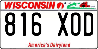 WI license plate 816XOD