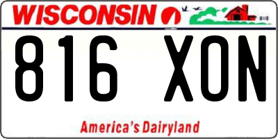 WI license plate 816XON