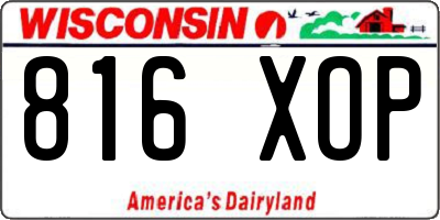 WI license plate 816XOP
